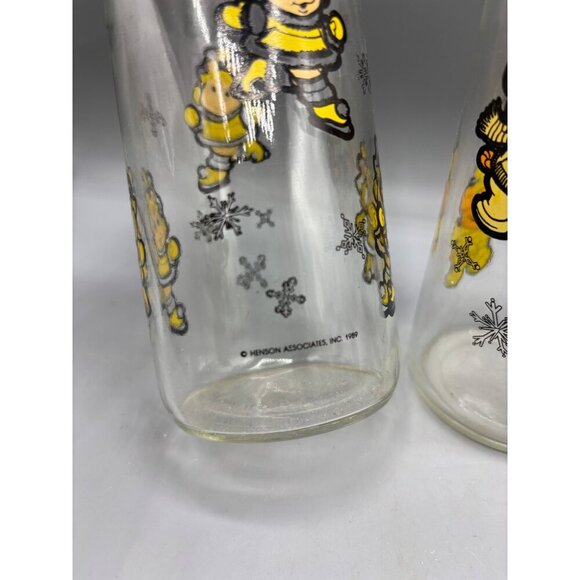 Vintage 1989 Set Of 2 Henson Glass Tumbler Miss Piggy Fozzie‎ Bear - Picture 2 of 4